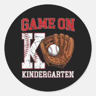 Let's Play Kindergarten Baseball Back To School Classic Round Sticker