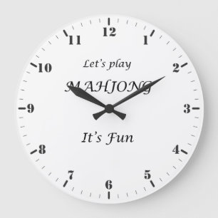 Let's Play Mahjong it's Fun Large Clock