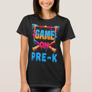 Let's Play Pre-K Boy Baseball Ice Cream Drip Back T-Shirt