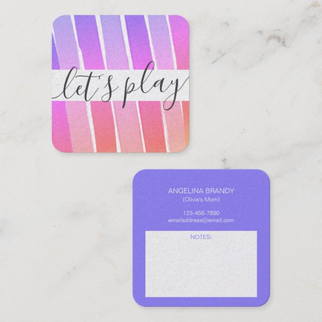 Let's Play Rainbow Playdate Mummy Calling Card (Front/Back)