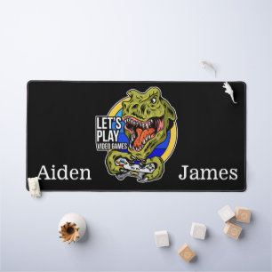 Lets Play Video Games Dinosaur  Desk Mat