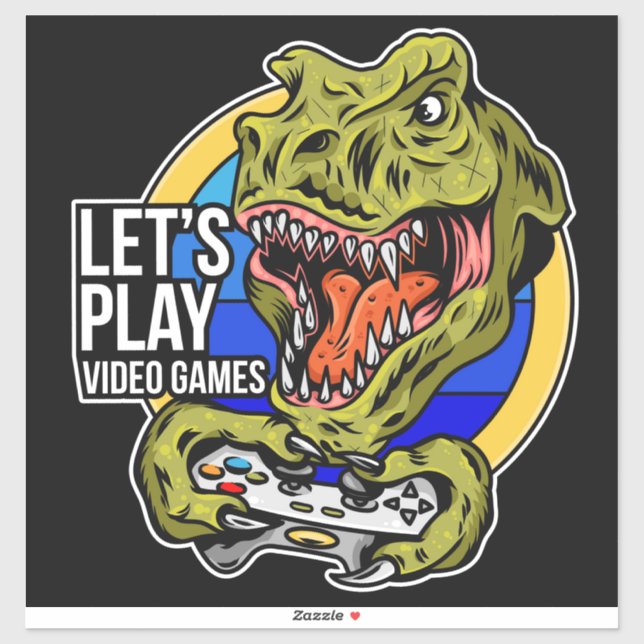 Lets play video games Dinosaur Sticker (Sheet)