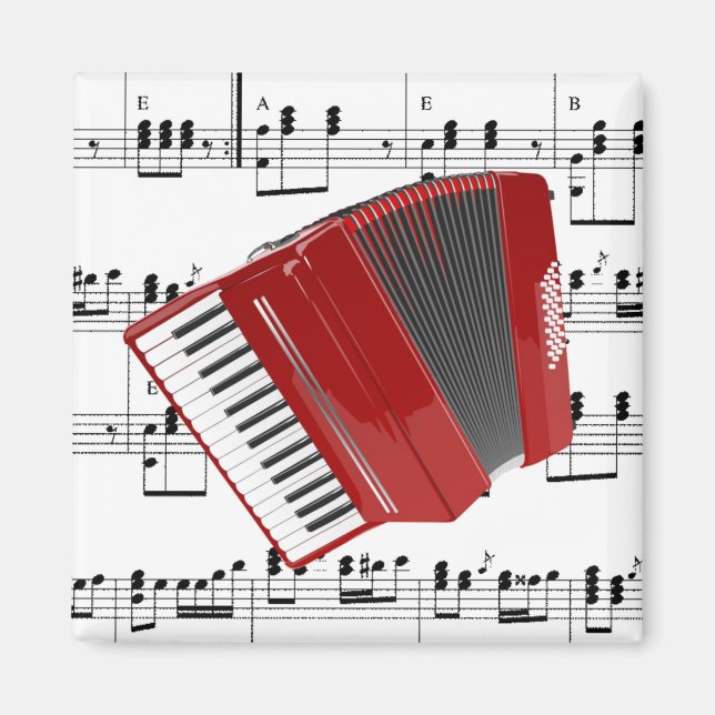 Let's Polka, accordion and sheet music, Magnet (Front)