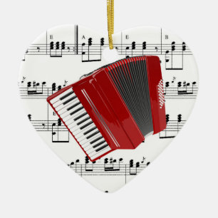 Let's Polka...red accordion Ceramic Tree Decoration