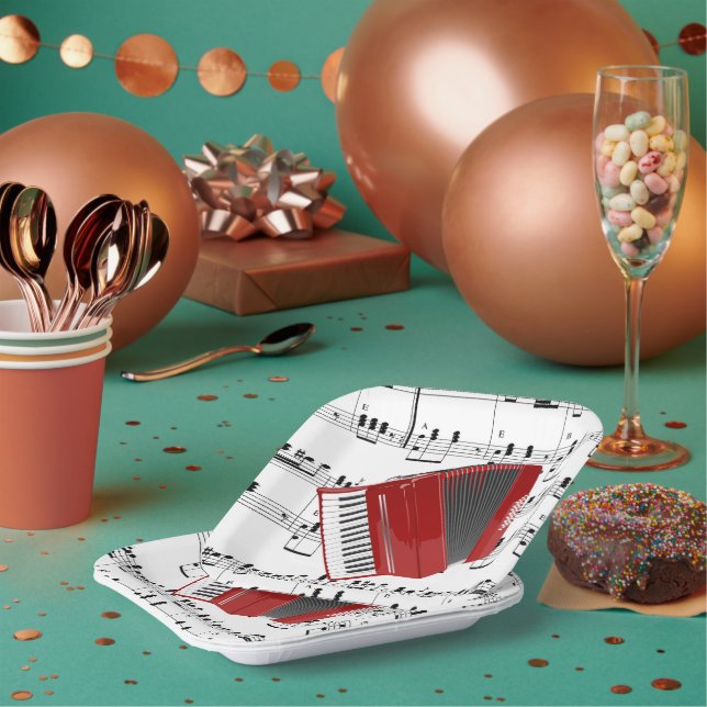 Let's Polka...red accordion Paper Plate (Multi)
