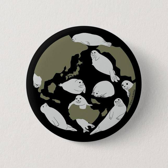 Let's Protect Earth With Seals 6 Cm Round Badge (Front)