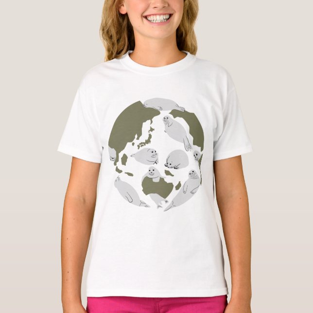Let's protect the Earth with seals T-Shirt (Front)