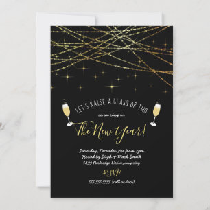 Let's raise a glass New year's eve party invite
