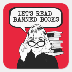 Let's Read Banned Books Retro Square Sticker