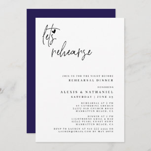 Let's Rehearse The Night Before Navy Blue Invitation