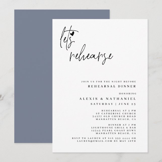 Let's Rehearse The Night Before Wedding Invitation (Front/Back)