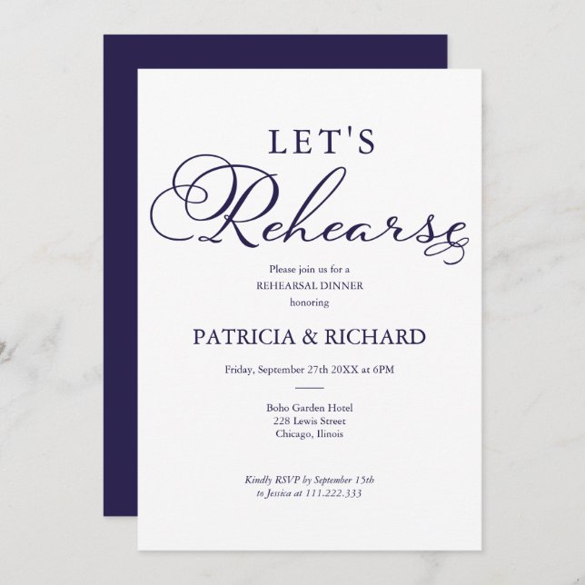 Let's Rehearse Wedding Rehearsal Dinner Invitation (Front/Back)