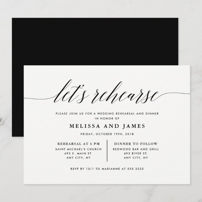 Let's Rehearse Wedding Rehearsal Invitation (Front/Back)