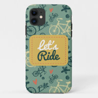 Let's Ride Modern Green Bicycle Pattern