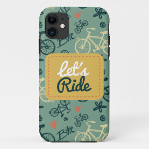 Let's Ride Modern Green Bicycle Pattern Case-Mate iPhone Case