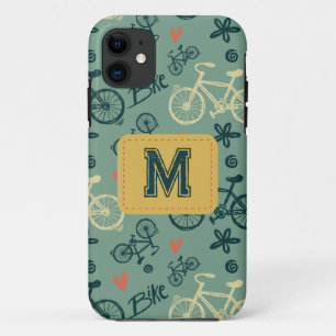 Let's Ride Modern Green Bicycle Pattern Case-Mate iPhone Case