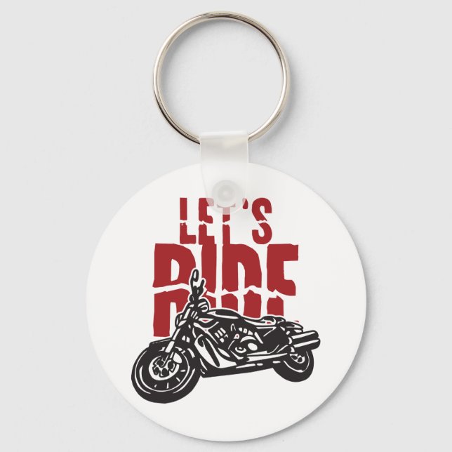 Lets Ride Motorcycle Design Key Ring (Front)