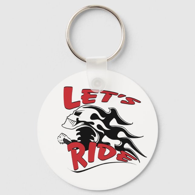 Let's Ride Skull Key Ring (Front)