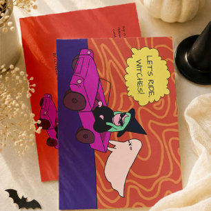 Let's Ride, Witches! Cute Halloween Party Invitation