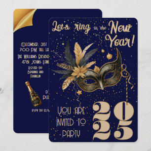 Let's ring in the New Year party Glamourous Blue Invitation