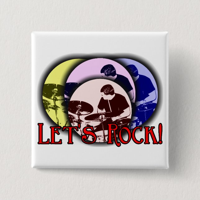 Let's Rock 15 Cm Square Badge (Front)