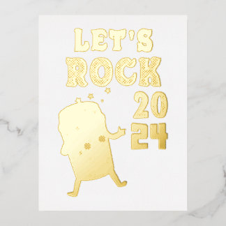 Let's Rock 2024 Foil Holiday Postcard