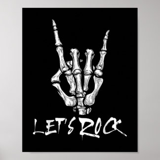 Lets Rock Band Rock And Roll Skeleton Hand Sign Ro