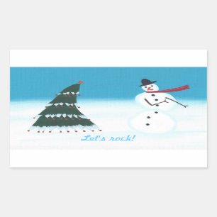 Let's rock, Christmas Tree Snow Man Stickers