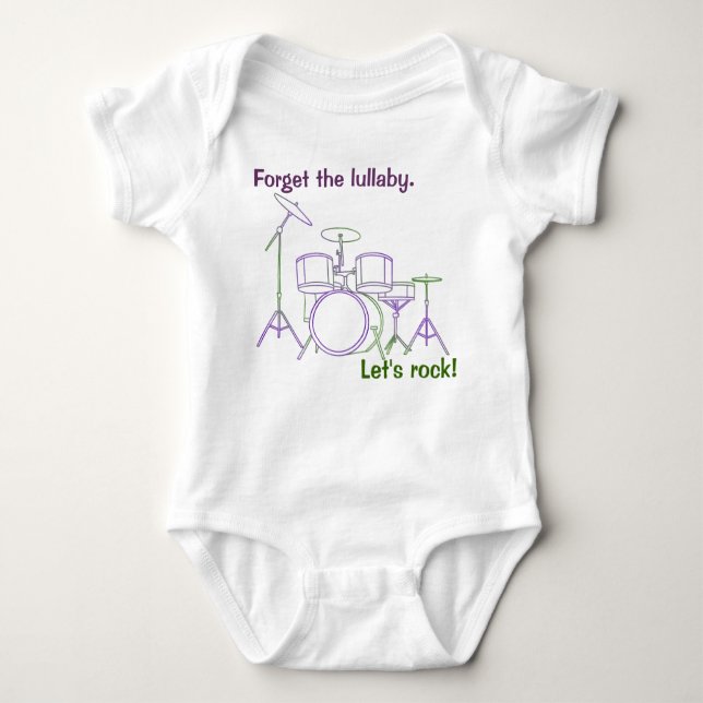Let's Rock  Drum Set Baby Bodysuit (Front)