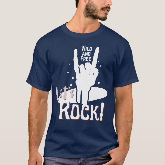 Lets Rock Music Loversshirt retro T-Shirt (Front)