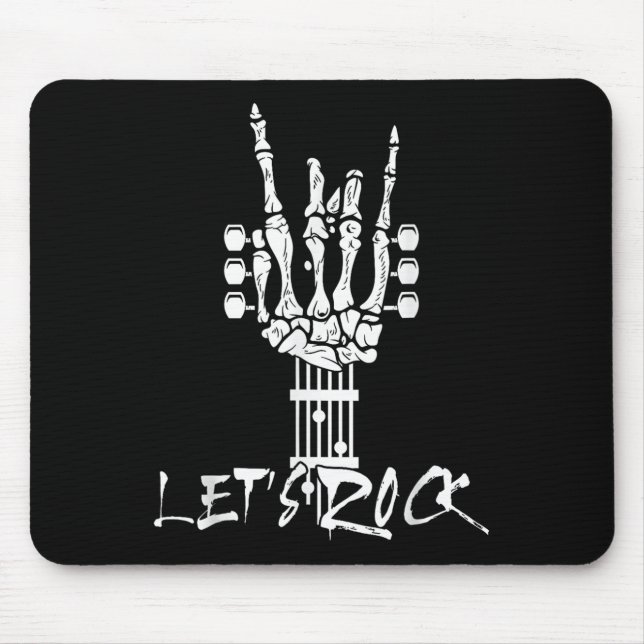 Lets Rock On Halloween Rock And Roll Skeleton Hand Mouse Pad (Front)