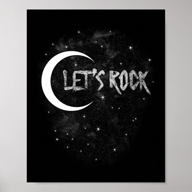 Lets Rock On Rock Star Moon With Stars Concert Ban Poster (Front)