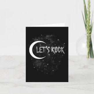 Lets Rock On Rock Star Moon With Stars Concert Byn Card