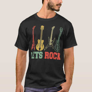 Lets Rock Rock And Roll Guitar Retro T-Shirt