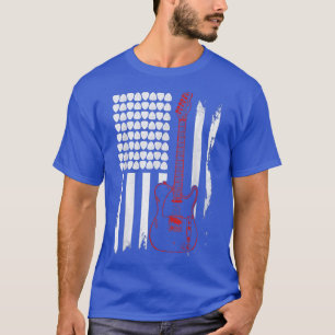 Lets Rock Rock n Roll Guitar Retro USA Flag Music2 T-Shirt