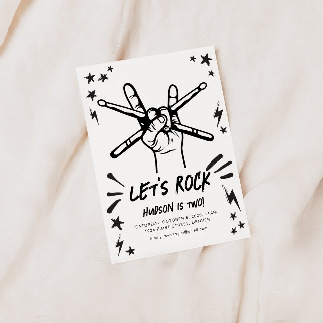 Let's Rock Rock n' Roll Theme Birthday Invite (Creator Uploaded)