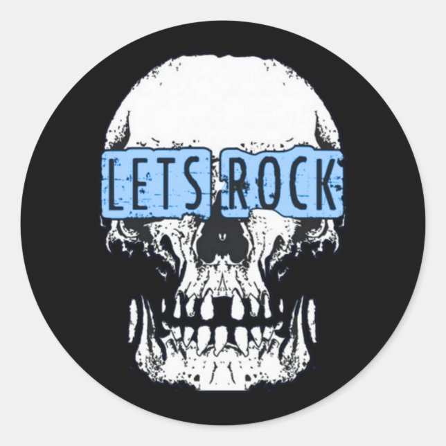 Let's Rock Skull Classic Round Sticker (Front)