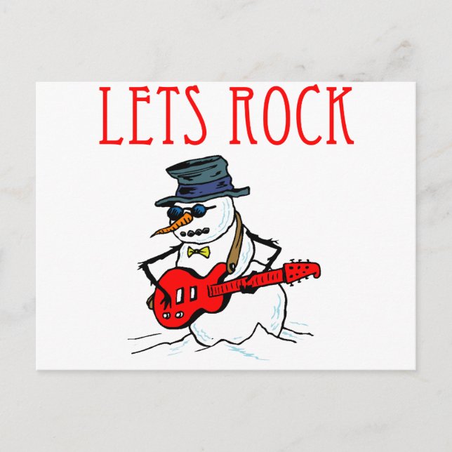 Let's Rock Snowman Postcard (Front)