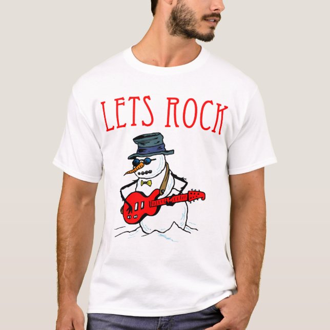 Let's Rock Snowman T-Shirt (Front)