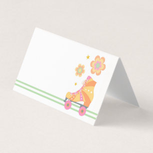 Let's Roll Girl Roller Skating Folded Tent Cards