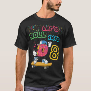 Lets Roll Into 7th Birthday Doughnut rainbow birth T-Shirt