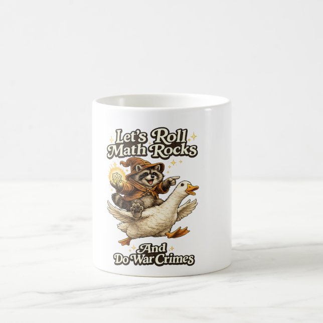 Let's Roll Math Rocks And Do War , Racoon Wizard  Coffee Mug (Center)