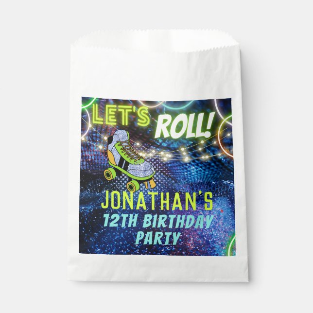 Let's Roll Neon Glow Party for Him Boys Men Blue Favour Bags (Front)