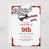 Let's Roll Red & Black Boy Skate Birthday Party 