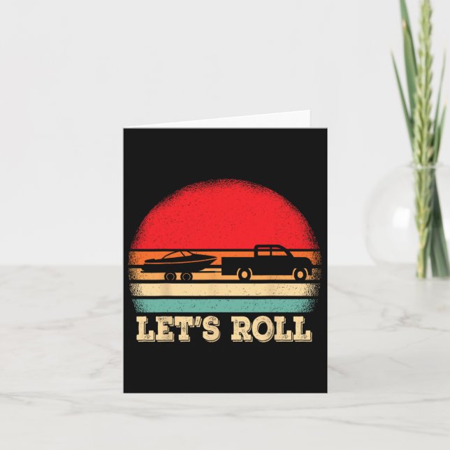 Let's Roll Retro Boating Boat Captain  Card (Front)