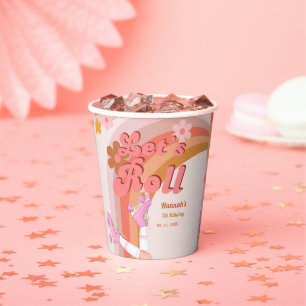 Let's Roll Retro Groovy Roller Skate Birthday Part Paper Cups