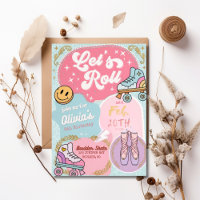 Let's Roll Retro Pastel Roller Skate Ballet Birthd