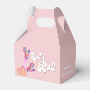 Let's roll retro roller skate birthday party favour box