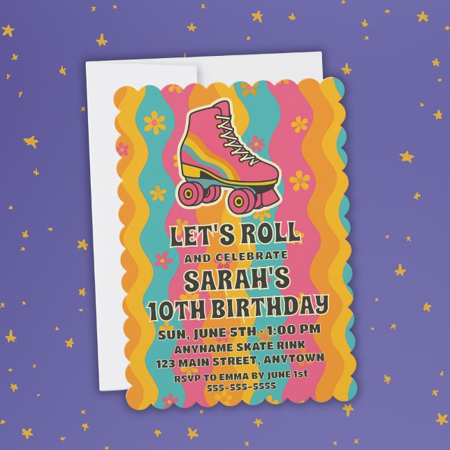 Let's Roll Retro Roller Skate Girl Birthday Party Invitation (Let's Roll Retro Roller Skate Girl Birthday Party Invitation
)
