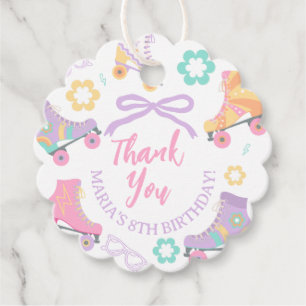 Lets Roll Roller Skate Groovy Birthday Thank you Favour Tags